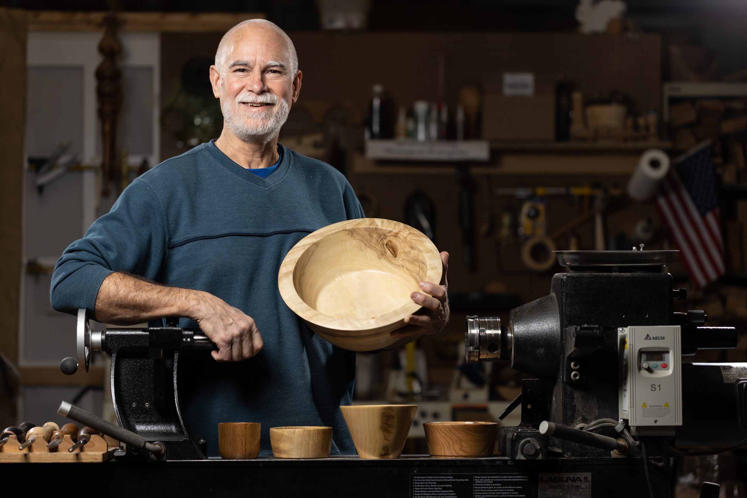 Doug Heck with Sampling of Turned Bowls